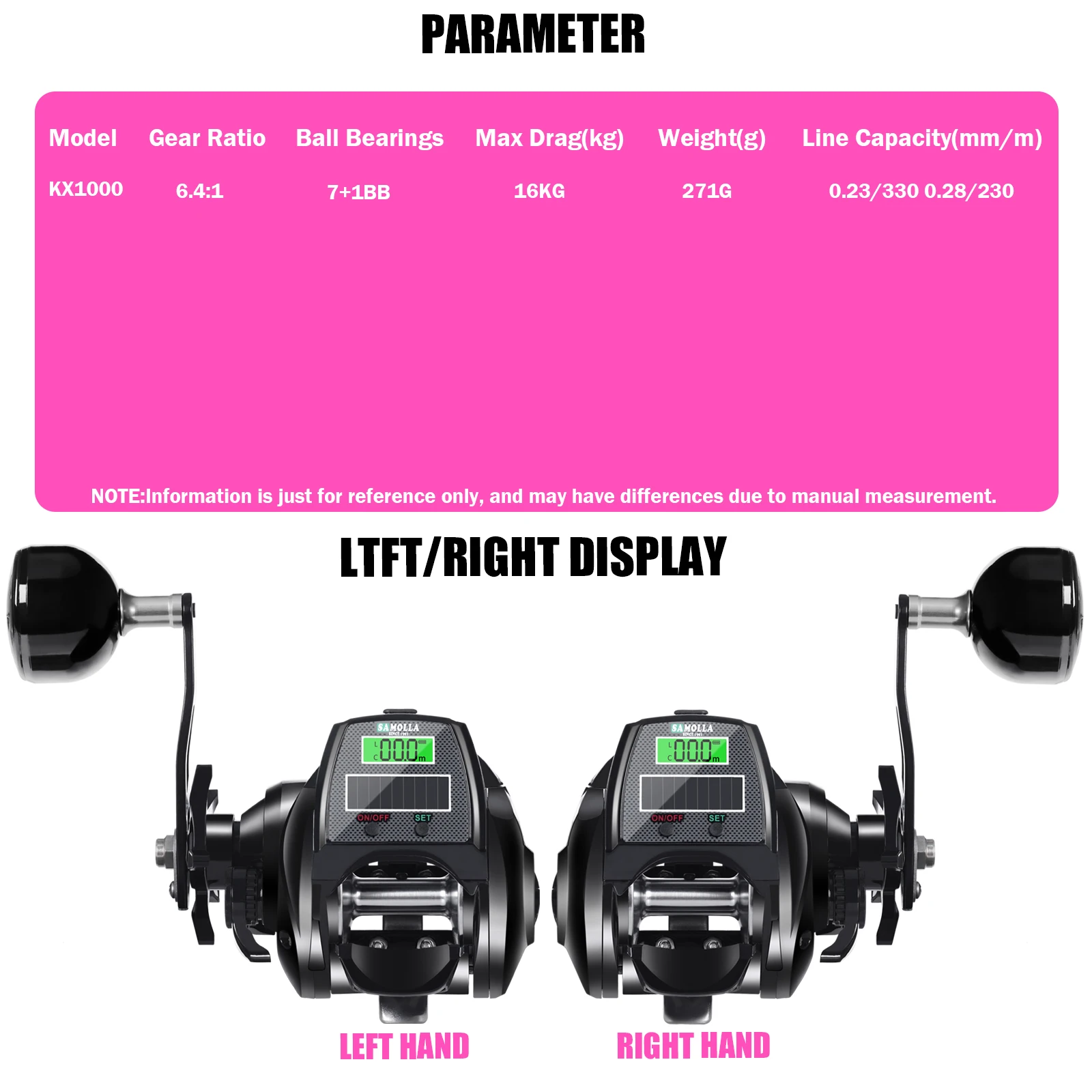 Carrete eléctrico Samolla Baitcasting – Grande e impermeable - imagen 2