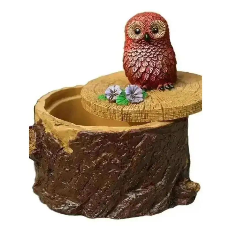 Cenicero de resina con tapa y diseño de estatua animal - imagen 3