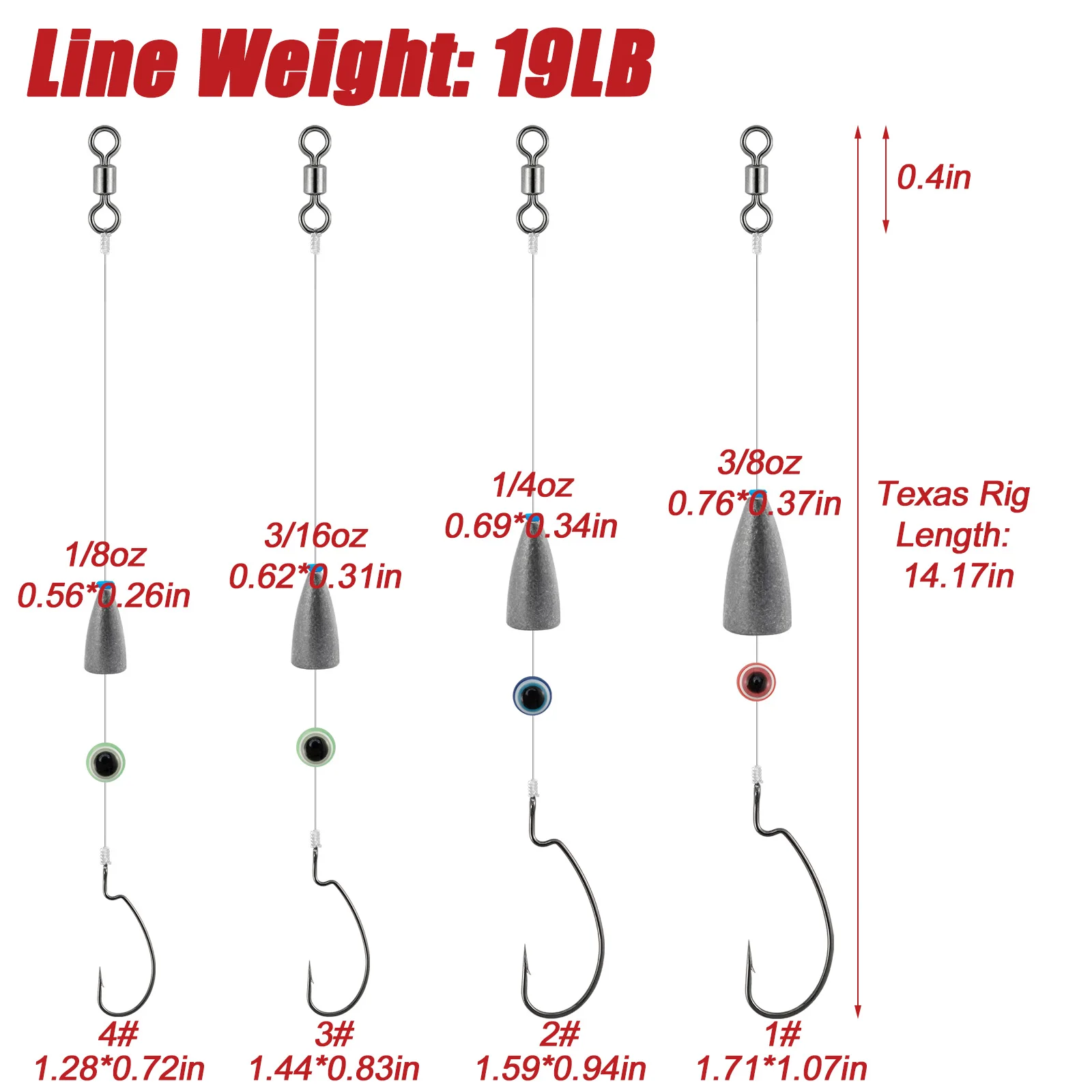 Texas Rig anzuelo crank con plomada para vinilo y pesca de surf - imagen 3
