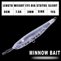 Dr.Holife Cebos Minnow sin pintar de hundimiento silencioso duro