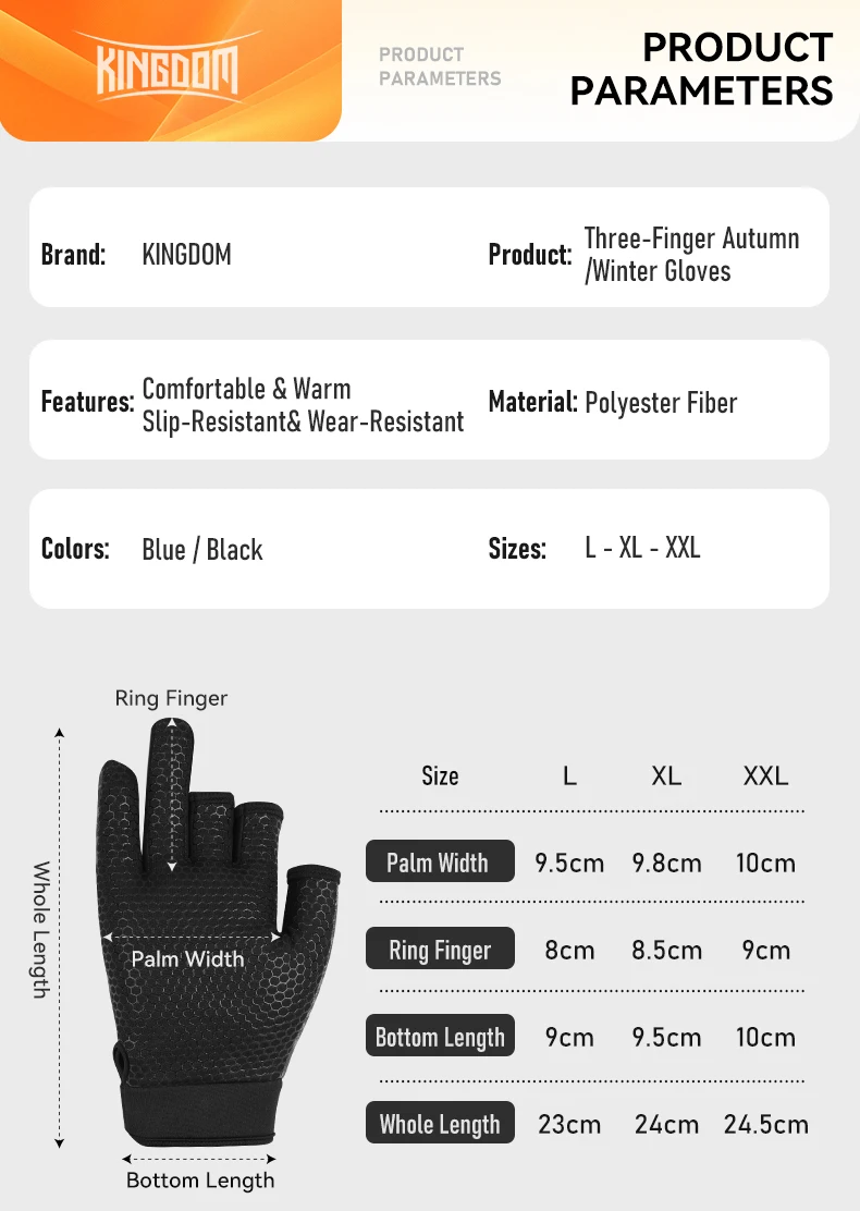 Detalle del diseño tipo mitón y los dedos descubiertos