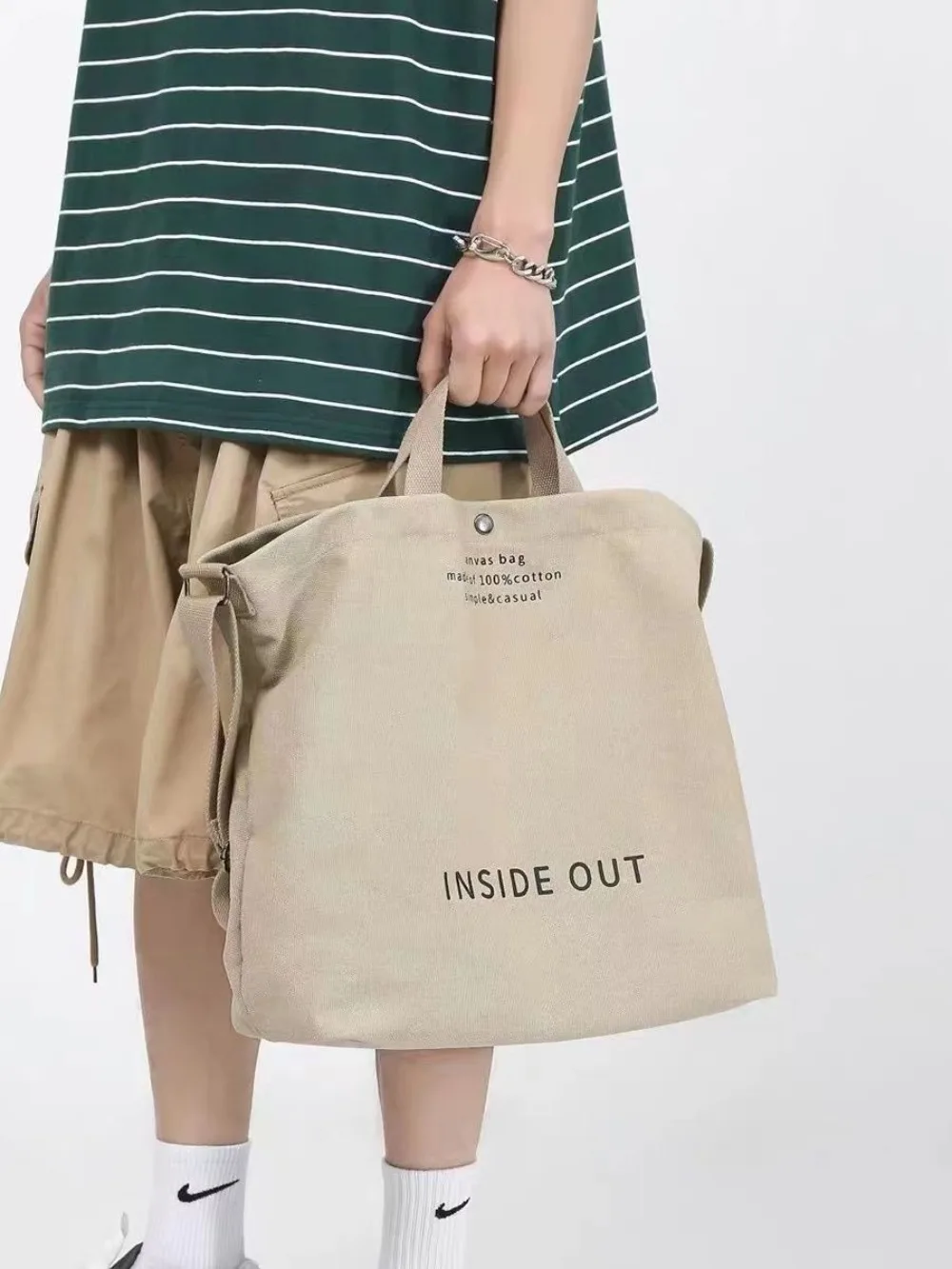Bolso tote de lona tipo hombro