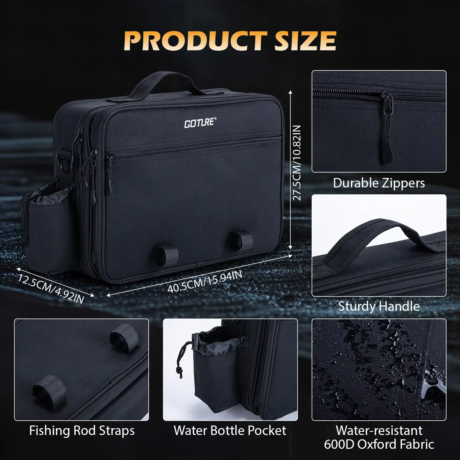 Mochila de pesca Goture 600D – Impermeable con divisores extraíbles - imagen 5