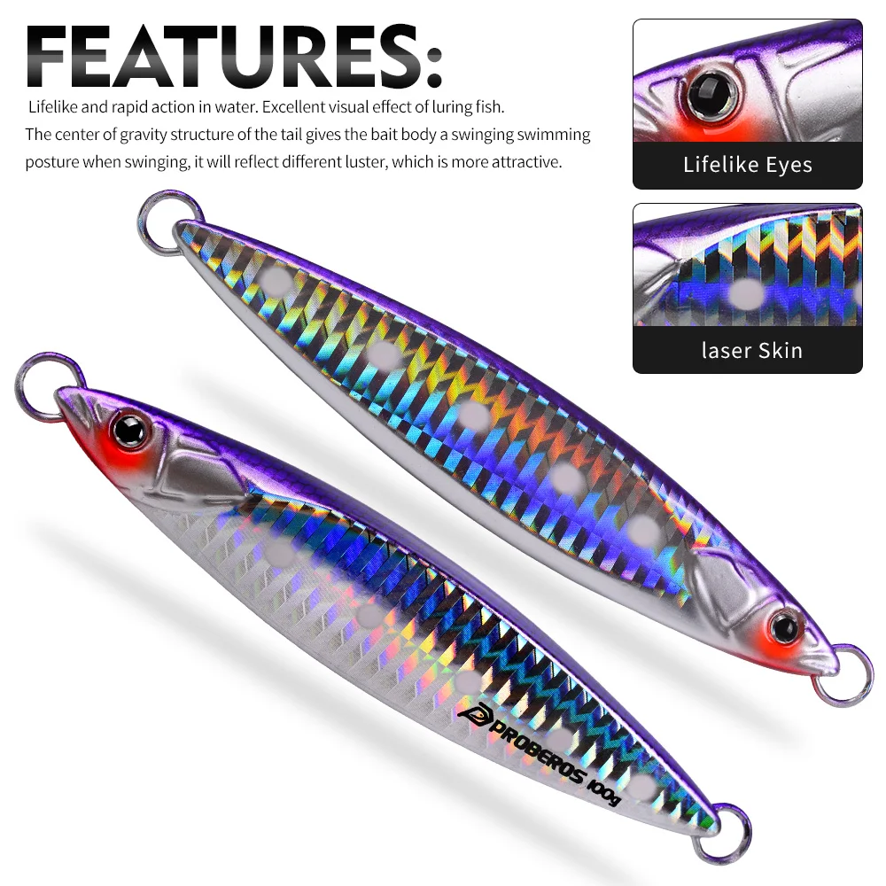 Jigging Proberos jig metálico UV con sardina y lanzamiento largo - imagen 4
