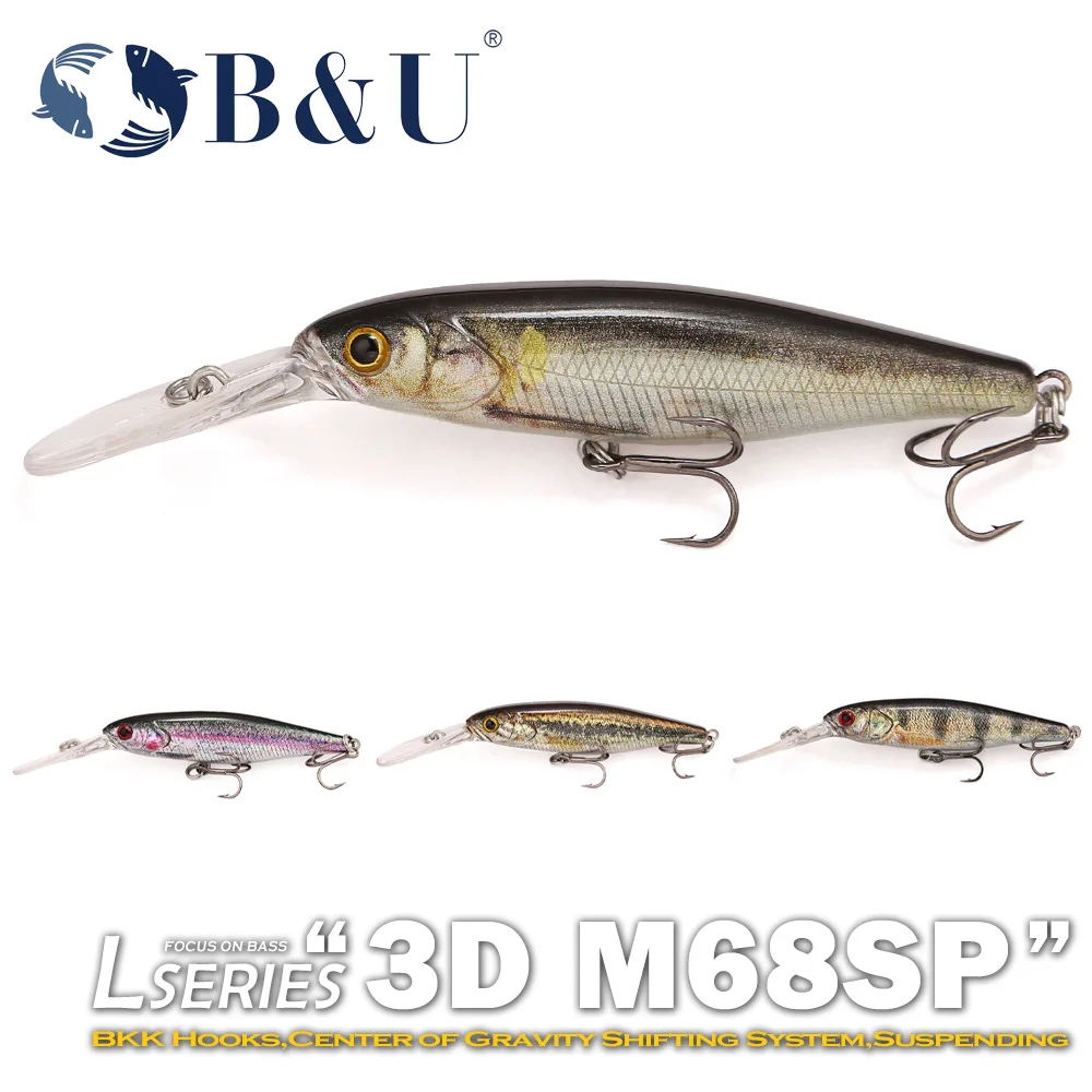 B&U minnow jerkbait suspending con anzuelos BKK para lucioperca - imagen 2