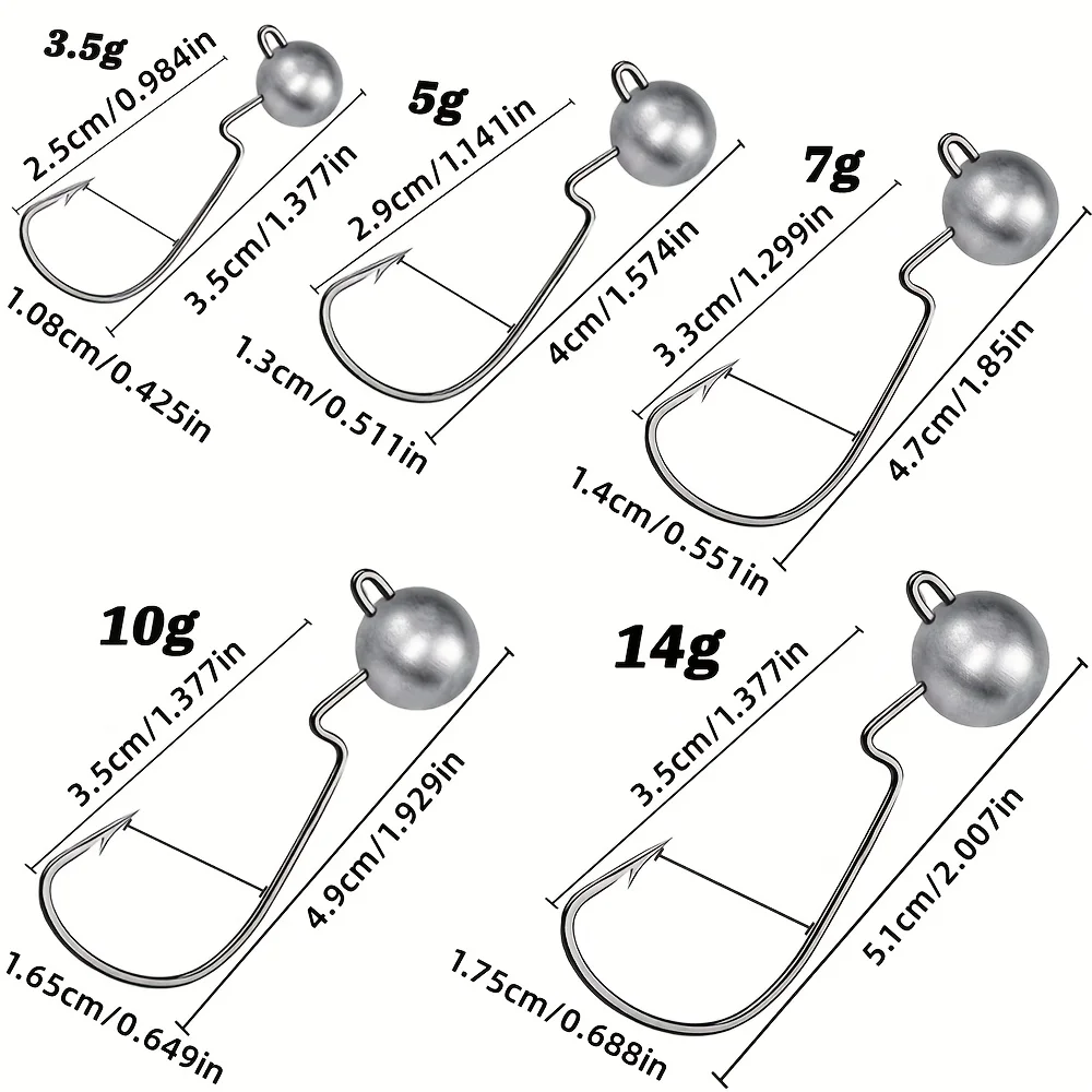 Anzuelos Jig Head de metal redondo con púas para vinilo carpa