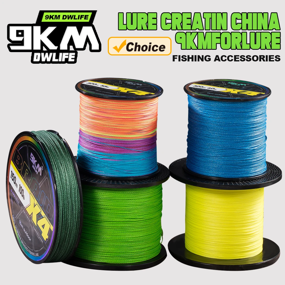 Línea de pesca trenzada PE 4 hebras con alta resistencia 12lb–100lb
