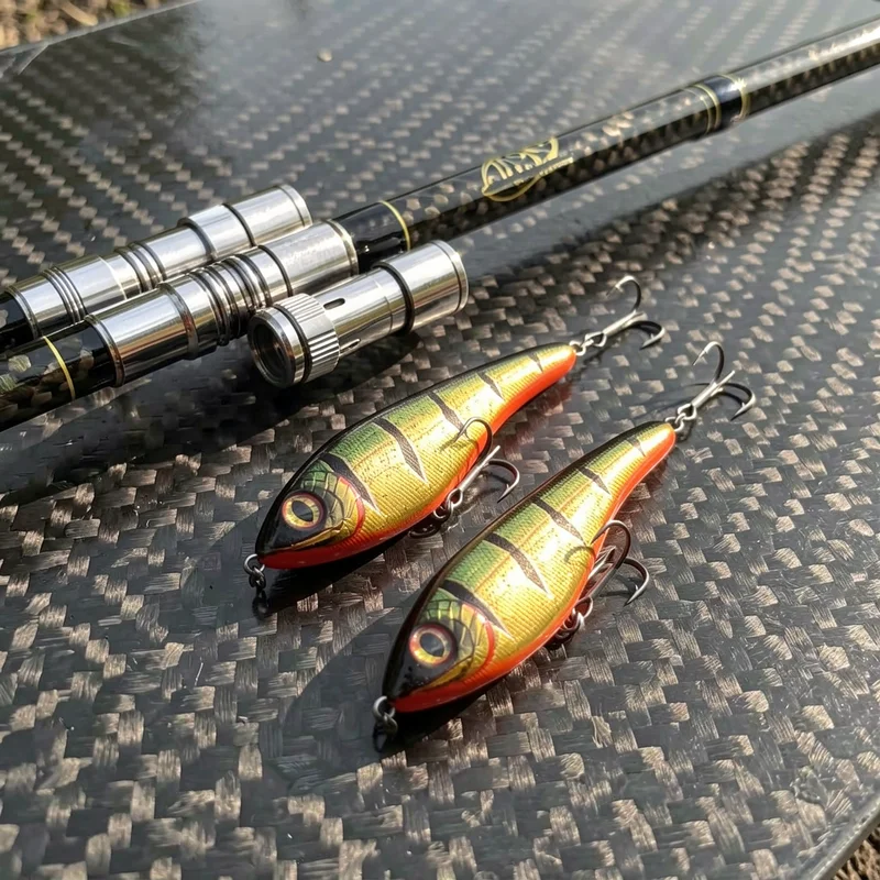 Jerkbait de hundimiento para lucio ABS deslizante con anzuelos triples - imagen 5