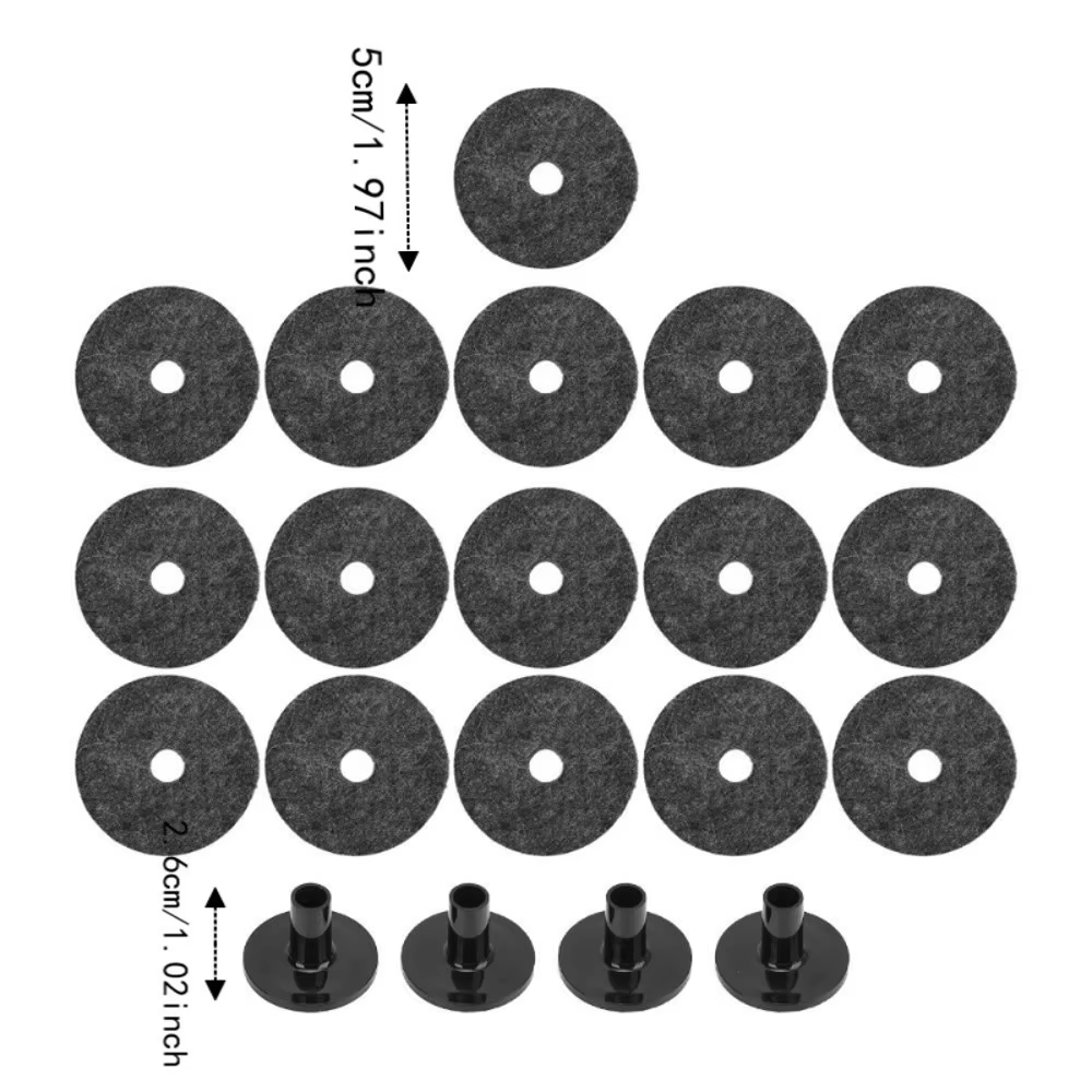Fundas y almohadillas de fieltro para platillos en negro y gris