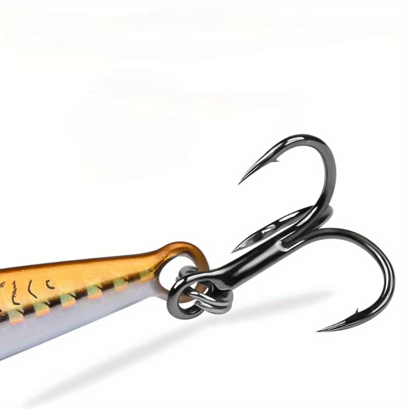 Jigs metálicos reflectantes ojo 3D - Anzuelo triple para lubina en salada - imagen 2