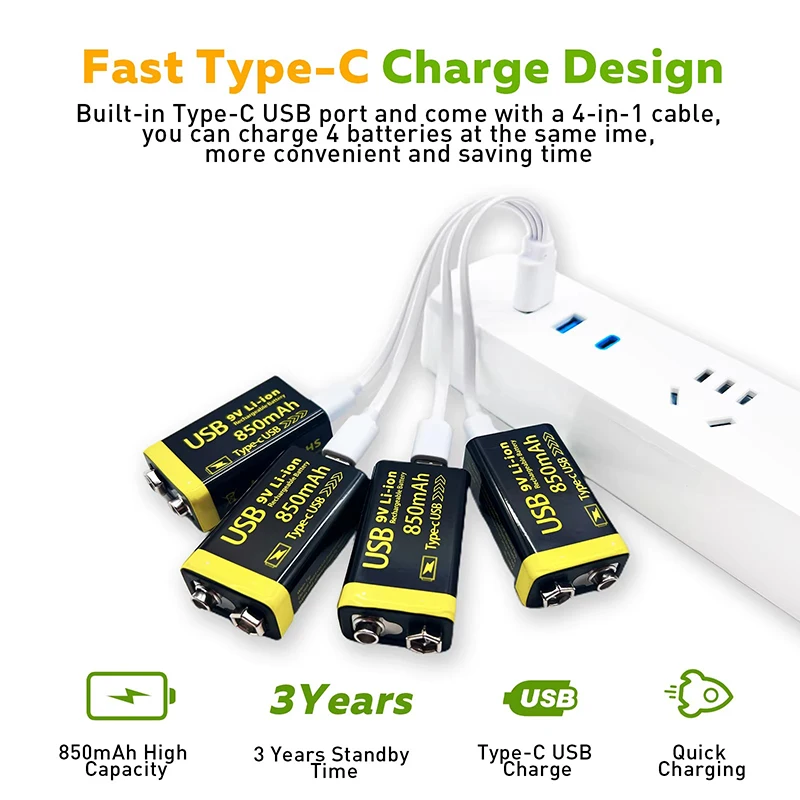 Batería recargable USB-C de litio para multímetro y RC - imagen 3