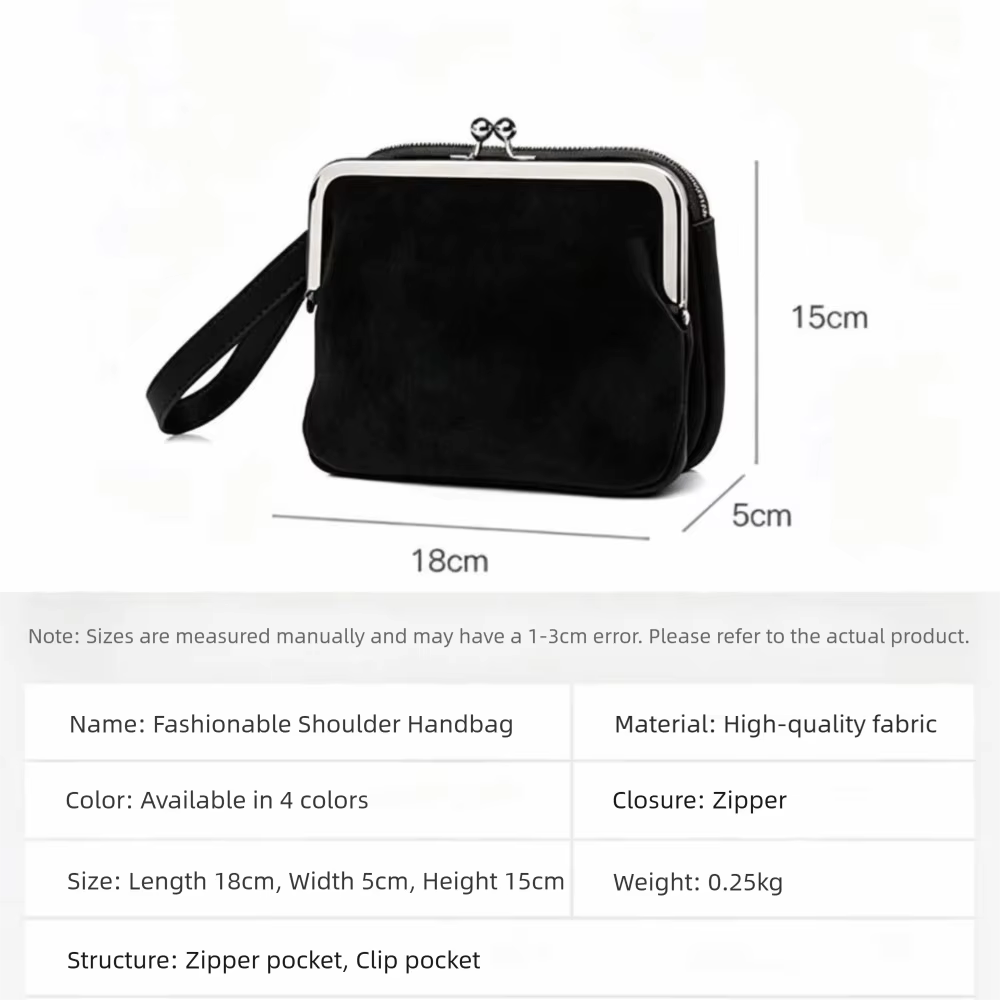 Bolso bandolera mujer de gamuza con cremallera y clip cuadrado - imagen 4