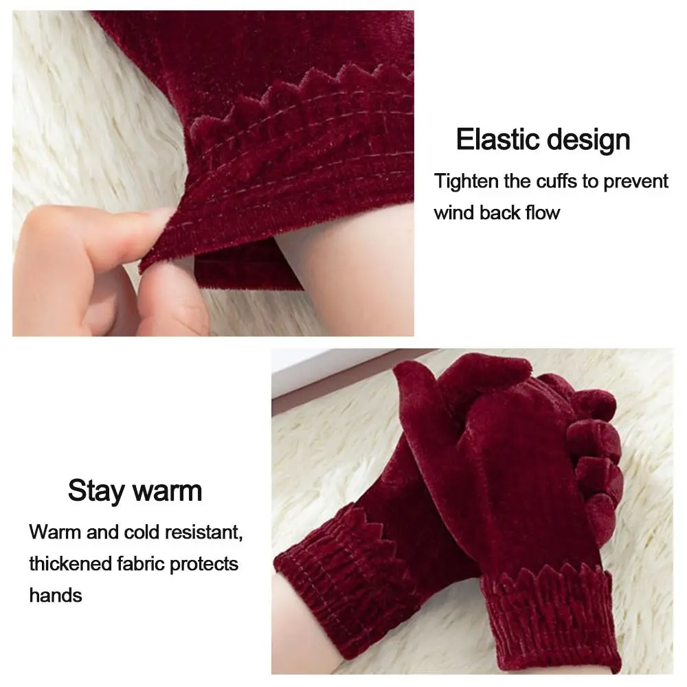 Mitones de felpa gruesa mujer – Guantes cálidos terciopelo para invierno - imagen 4