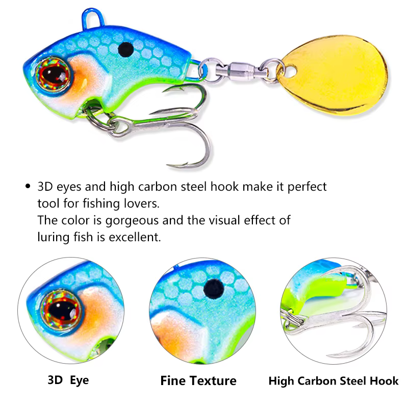 Spinner Hengjia VIB – Cebo giratorio metálico multigramo para pesca - imagen 3