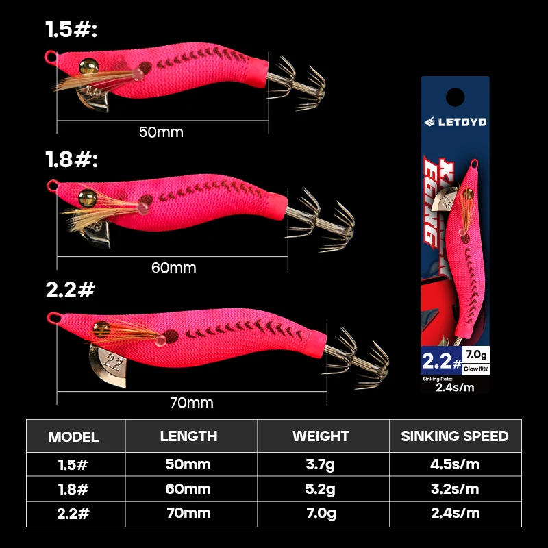 LETOYO Cebo de calamar mini que se hunde luminoso para pesca marina - imagen 3