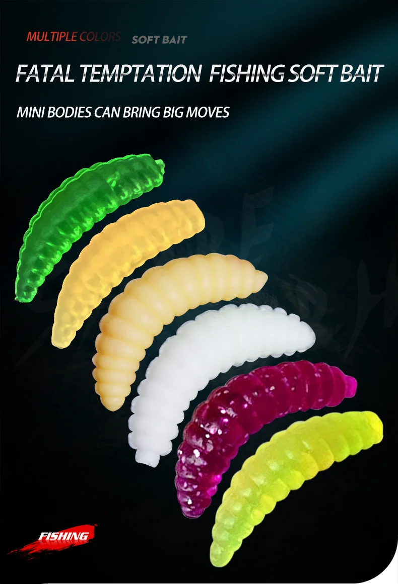 Gusanos de goma suaves para pesca en varios colores