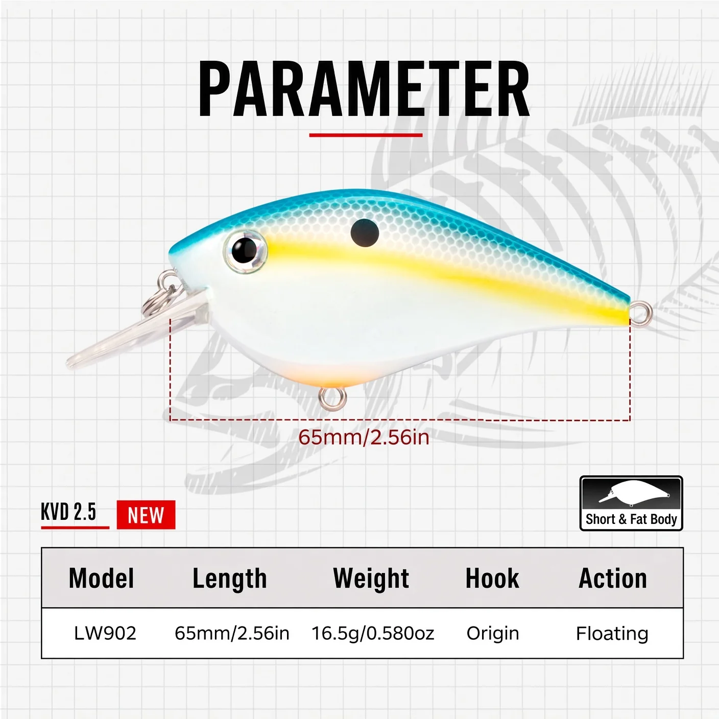 Hunthouse Squarebill Crankbait – Señuelo flotante 65mm para lucio - imagen 3