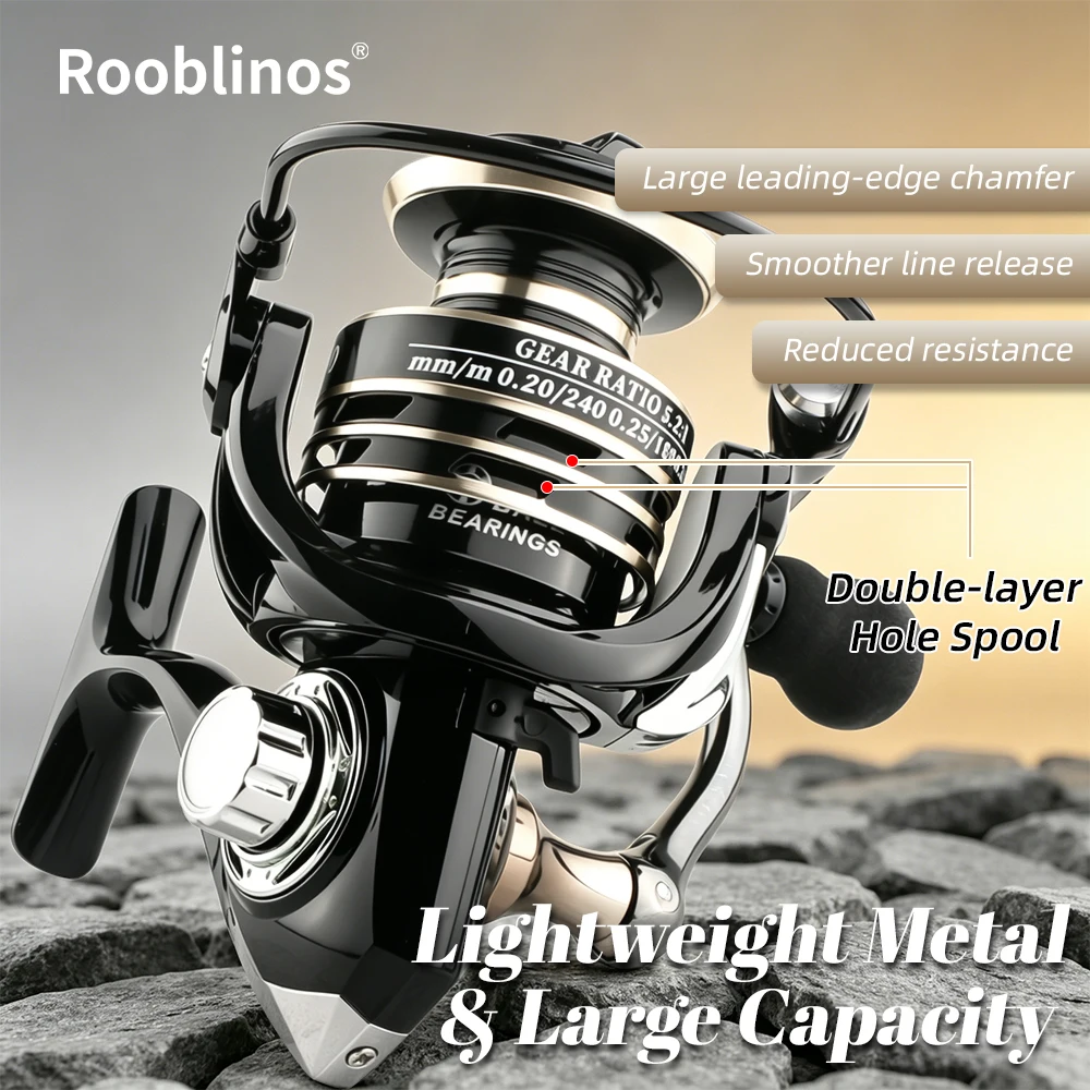 Carretes giratorios Rooblinos HA ultraligeros de metal con arrastre - imagen 2