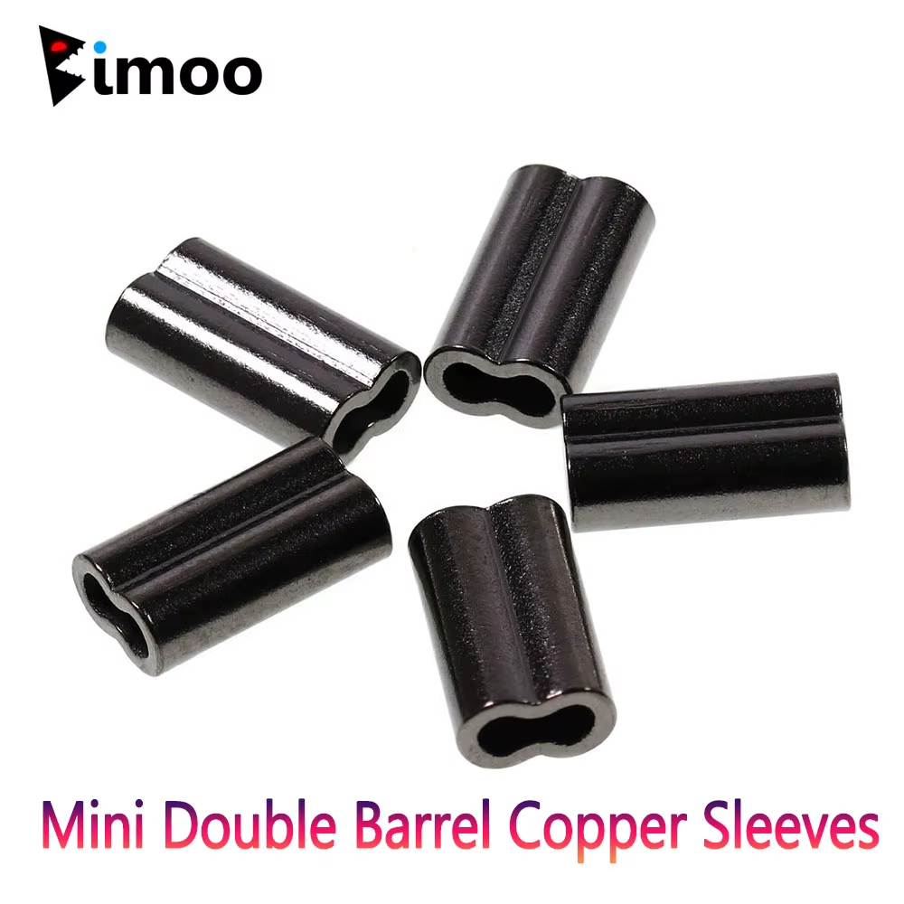 Manguitos de cobre crimpar doble barril – Negro para alambre de pesca marina
