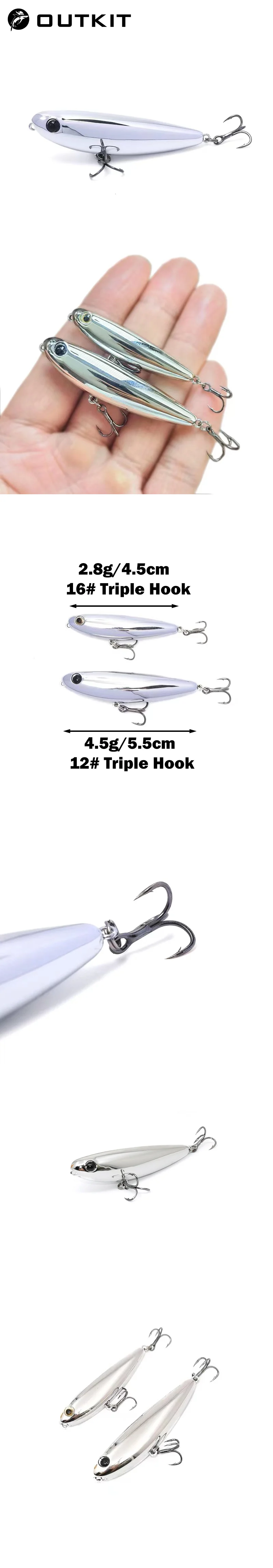 Señuelo OUTKIT Stickbait visto de perfil con acabado realista
