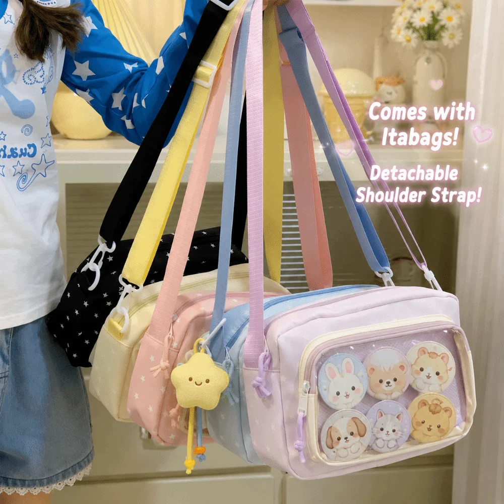 Bolsa bandolera transparente con patrón estrella y divisor