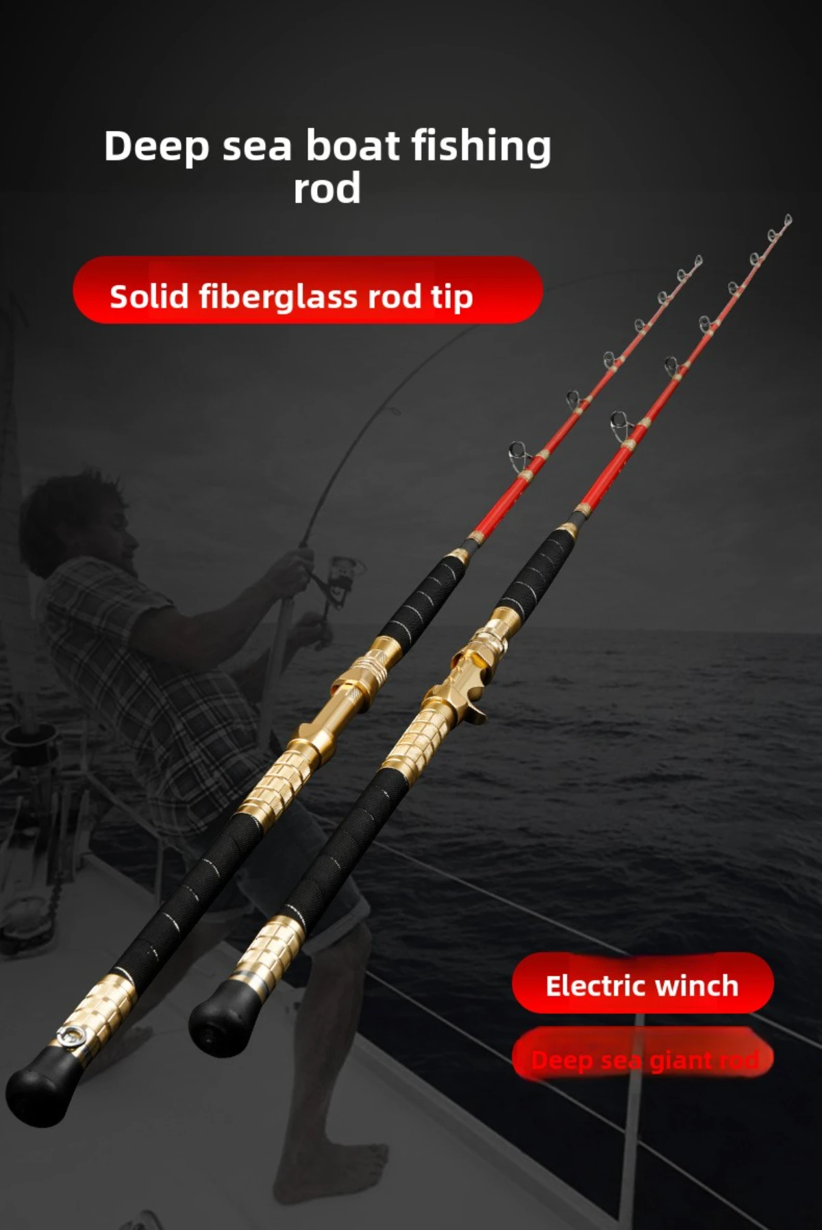 Caña de pesca de aguas profundas con carrete eléctrico