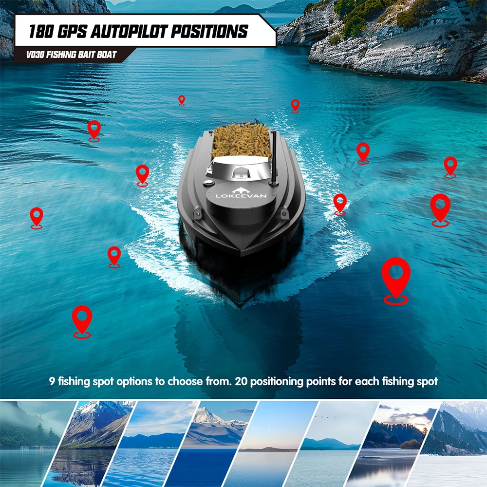 LOKEEVAN V030 Barco Cebador con GPS y Sonda para Carpas - imagen 2