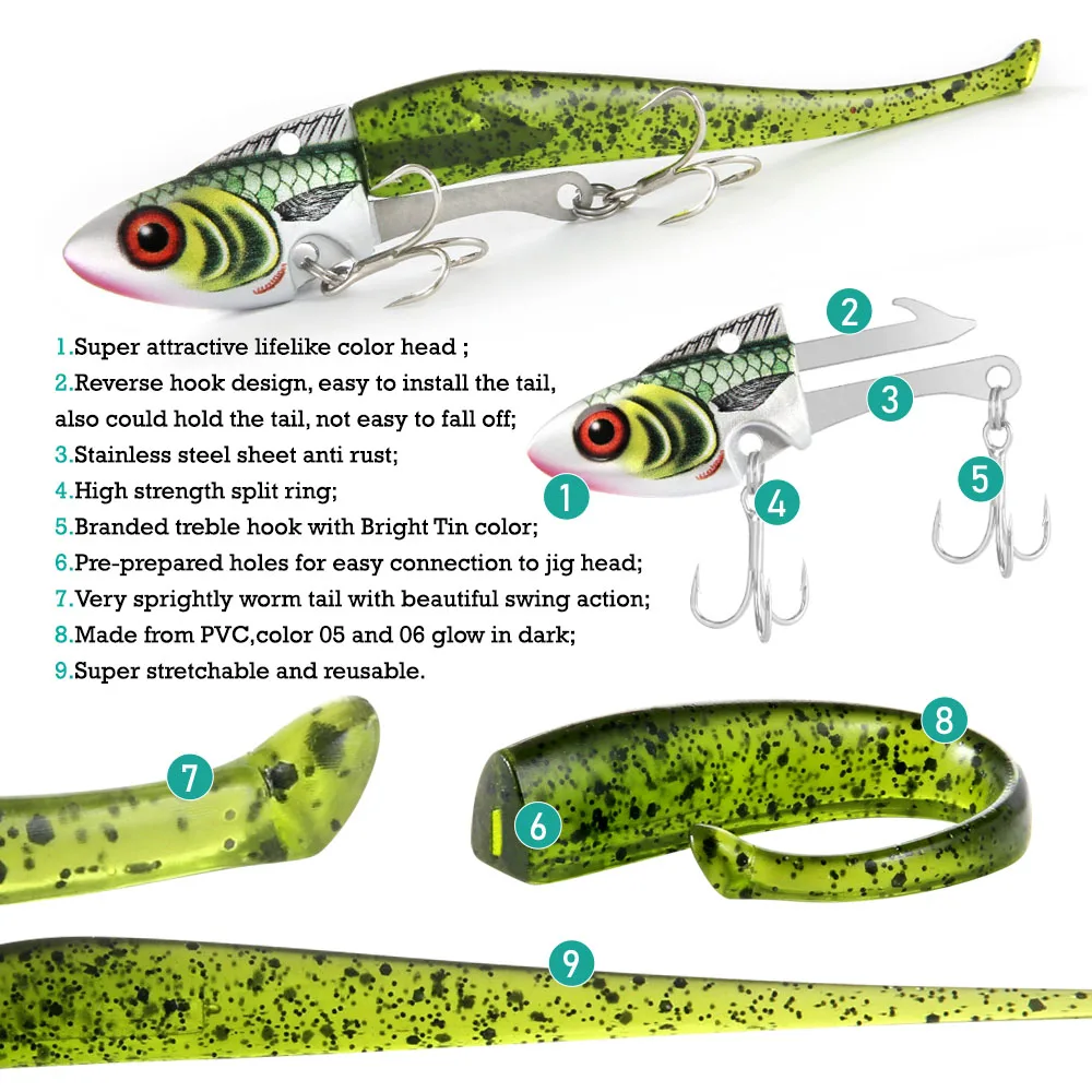 FSTK 2024 Jig Head Glow Shad – Señuelo efectivo para lubina - imagen 4