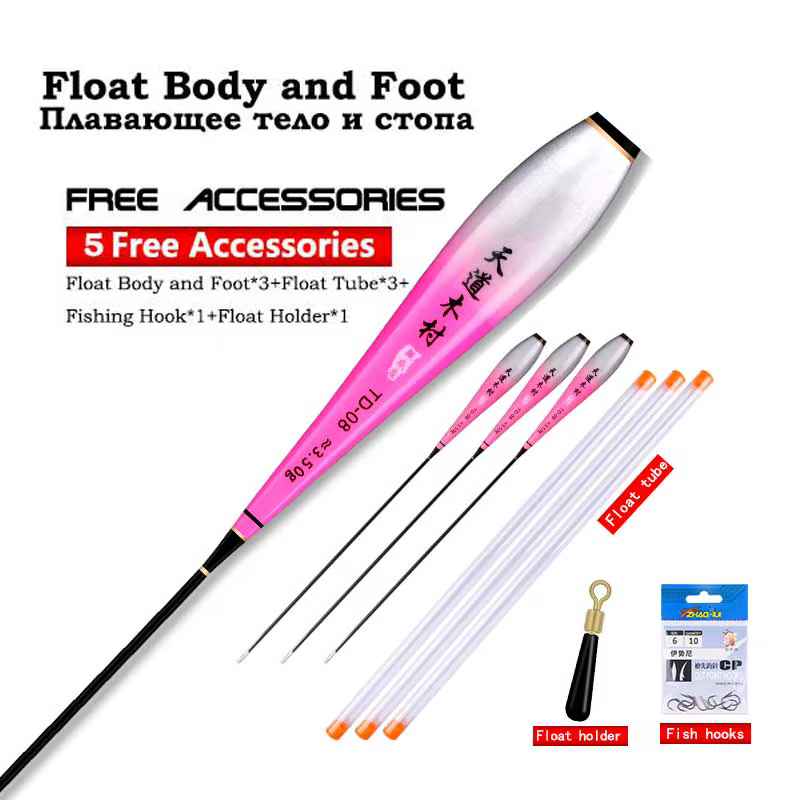 Flotador luminoso nano sin batería para pesca con soporte y tubos - imagen 3