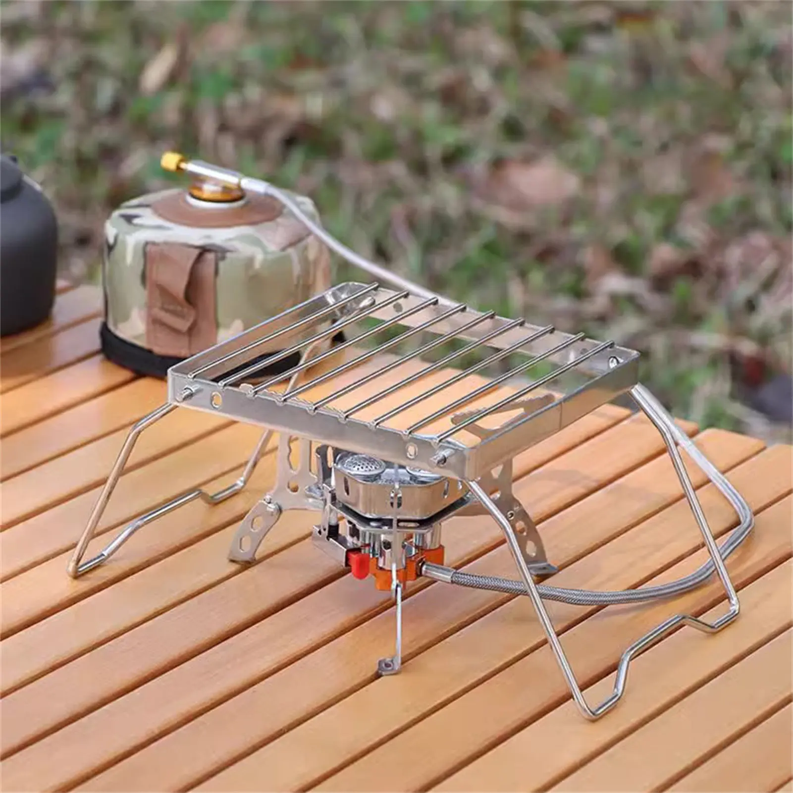 Rejilla plegable de acero inoxidable para hornillo de camping - imagen 2