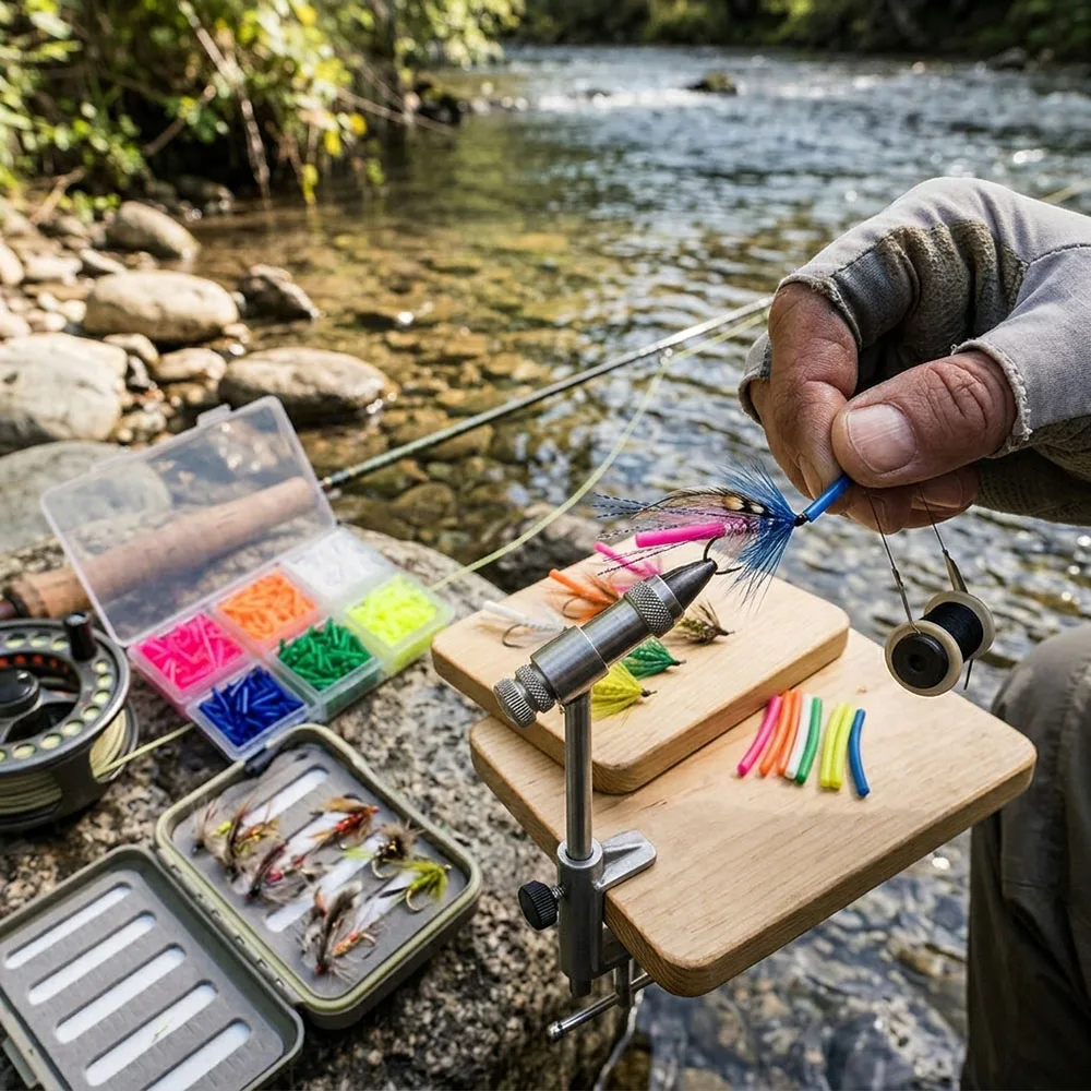 Ejemplo de cubiertas en una línea de pesca de carpa