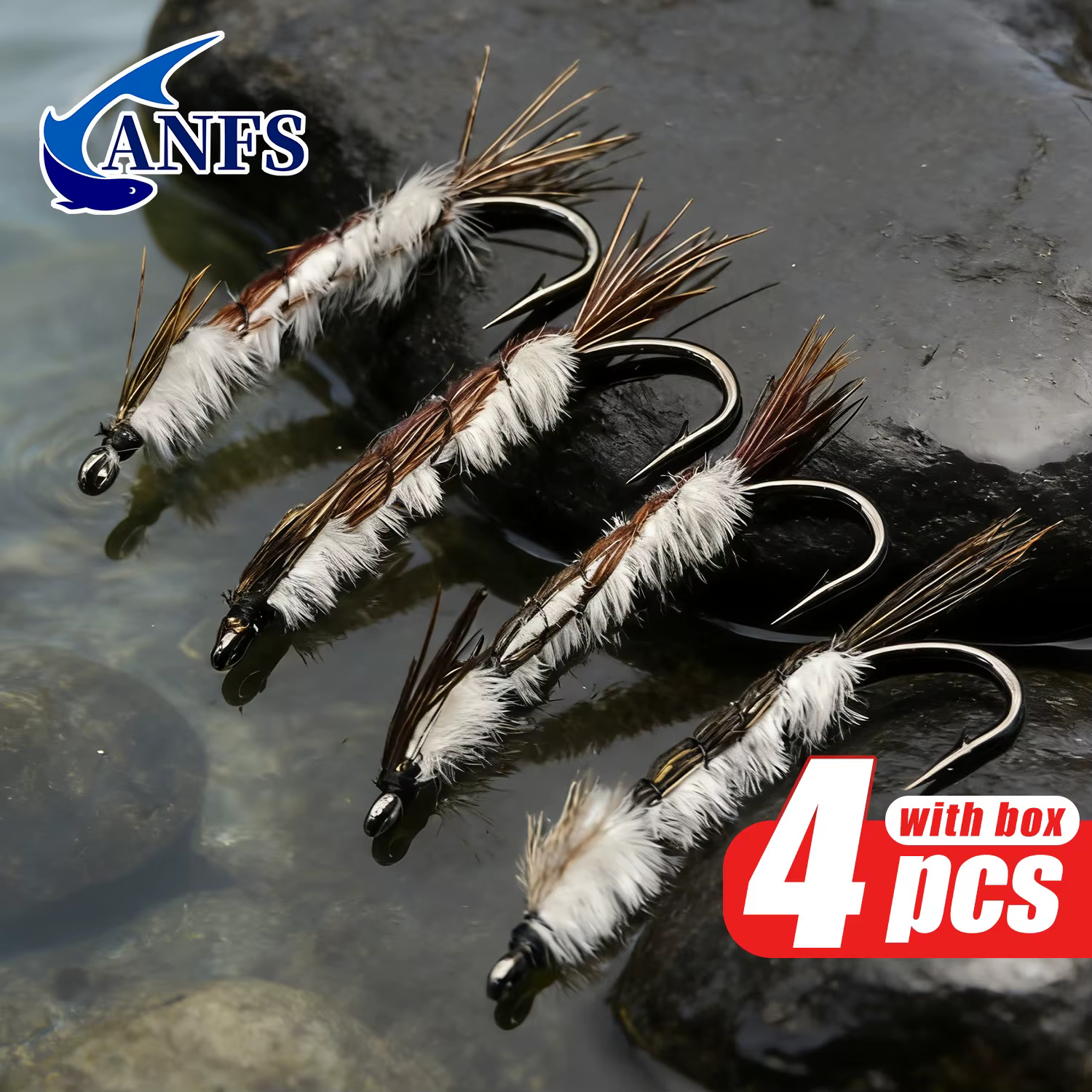 Moscas ANFS Nymph y Seca Atadas a Mano para Trucha - imagen 3