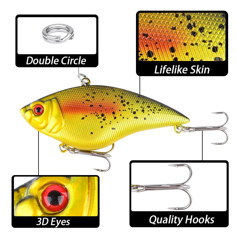 Wobbler crankbait de hundimiento con anzuelos triples VIB señuelo - imagen 2