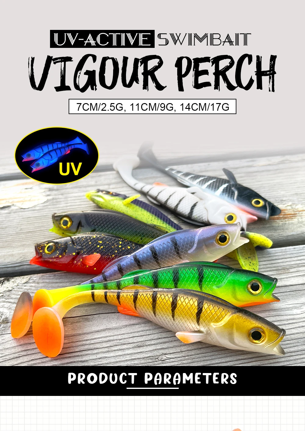 Swimbait perca suave de Spinpoler en varios tamaños
