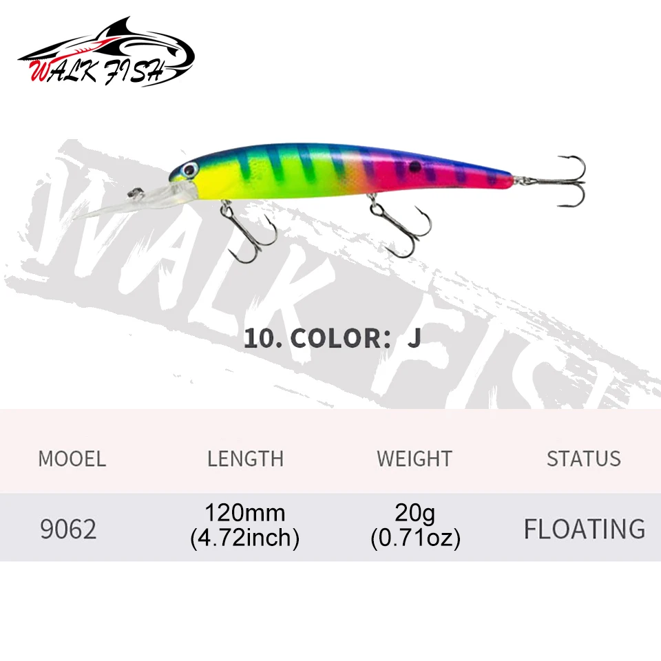WALK FISH Bandit Minnow señuelo wobbler flotante para lucio y lubina - imagen 5