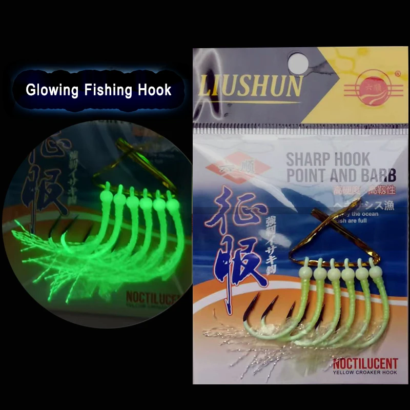Anzuelos luminosos pre-atados con alambre para pesca nocturna de lubina