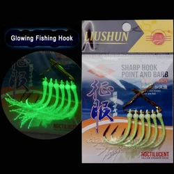 Anzuelos luminosos pre-atados con alambre para pesca nocturna de lubina
