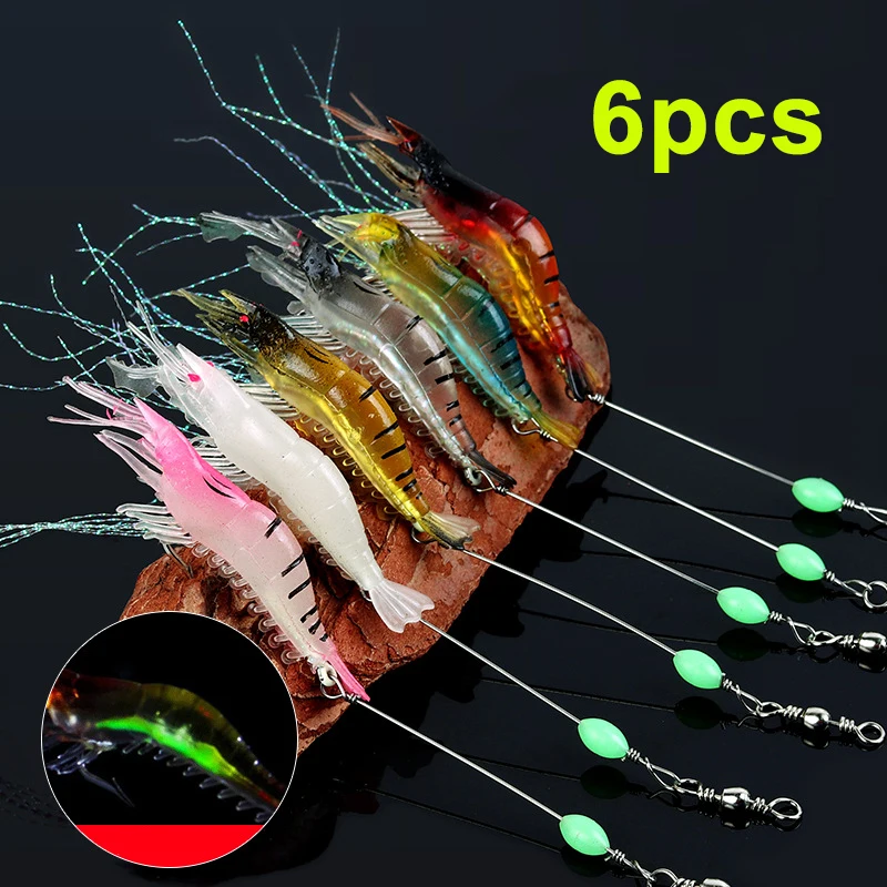 Luminous Soft Shrimp Cebo Realista 7.5cm con Anzuelos - imagen 5