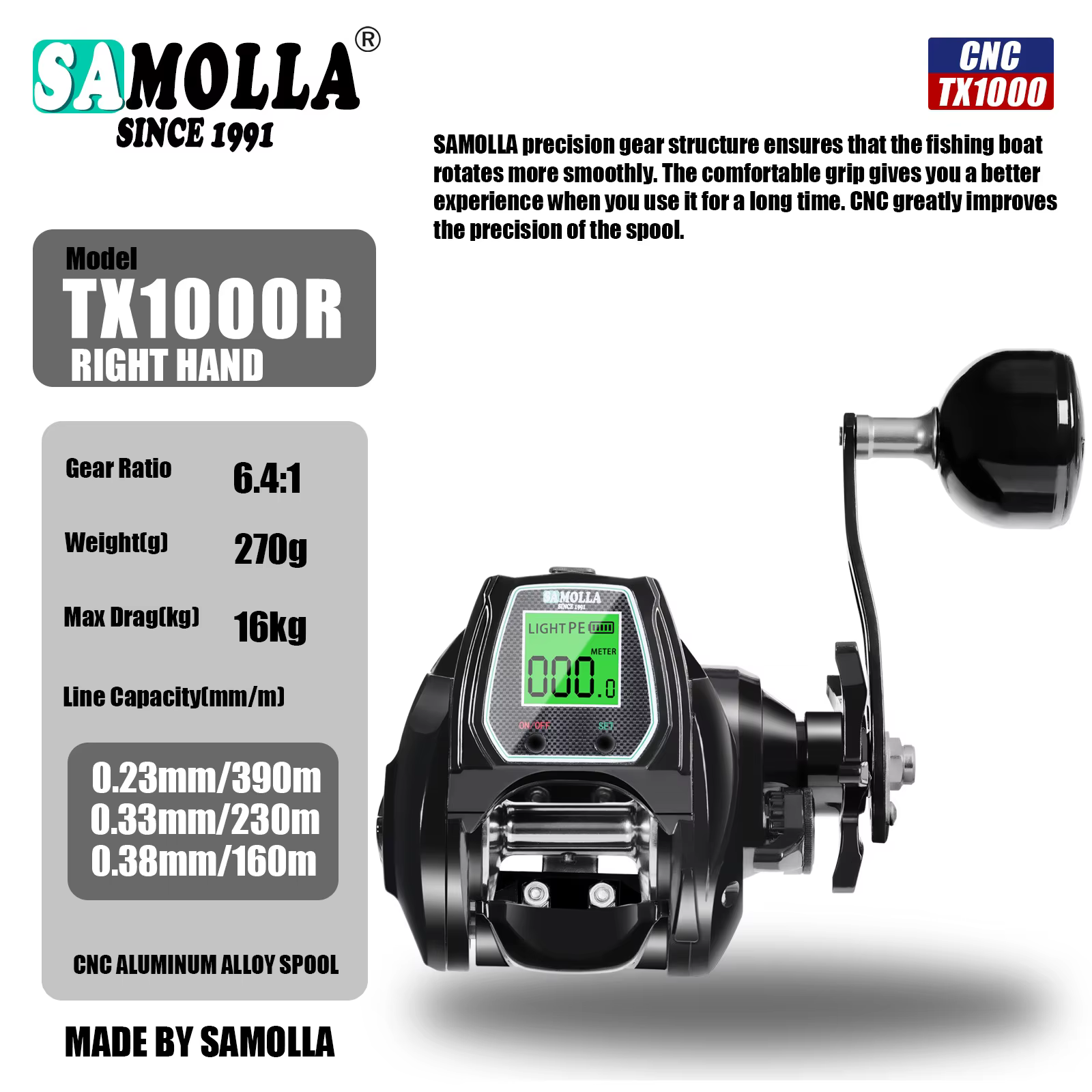 TX1000 Carrete Baitcasting Eléctrico Marino - imagen 4