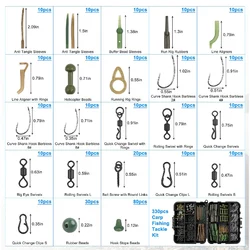 Kit montajes de carpa pre-atados con anzuelos, clips y esmerillones