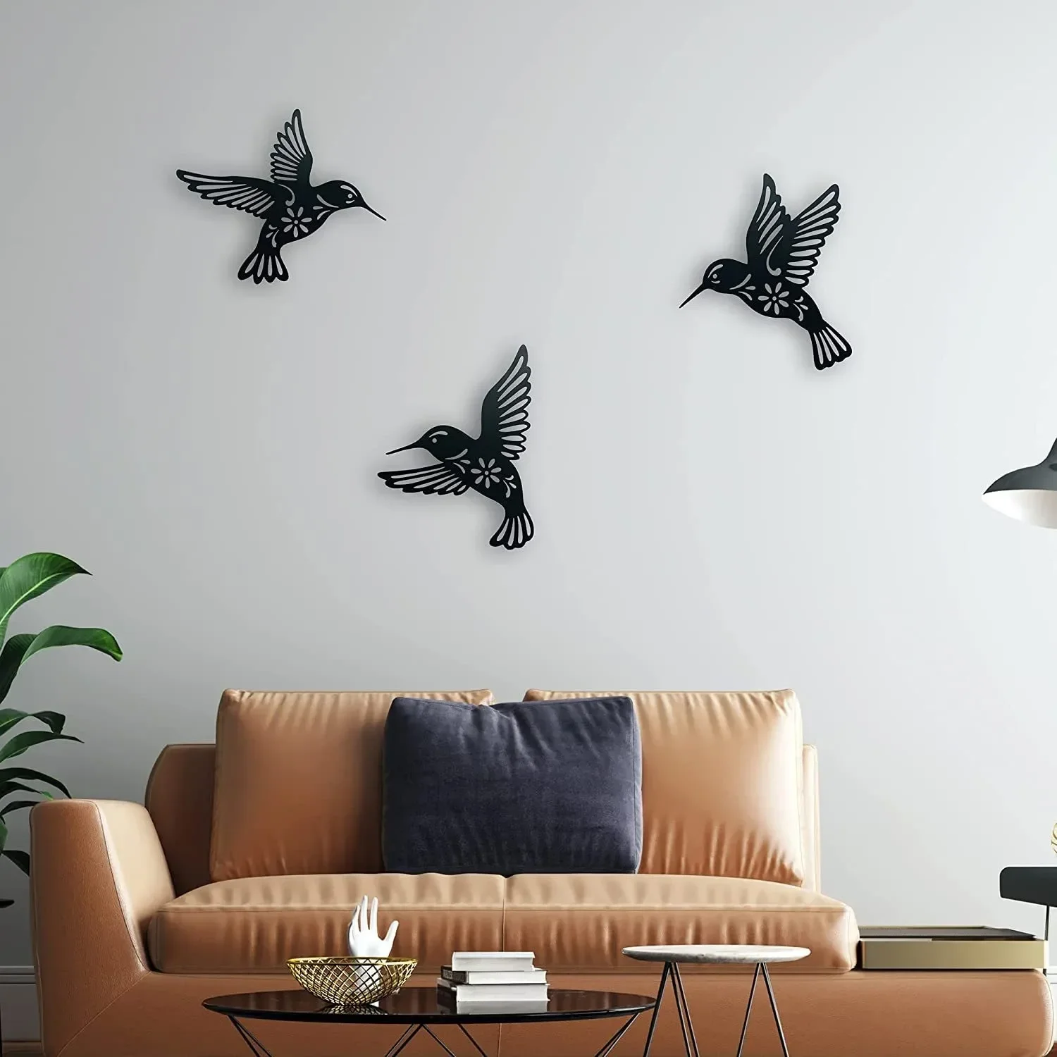 Set de 3 colibríes de metal para pared