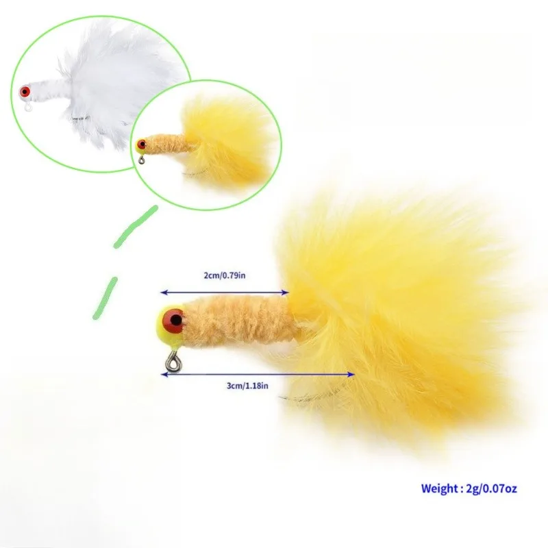 Jig Head de plomo biónico con plumas y pelo largo - imagen 4