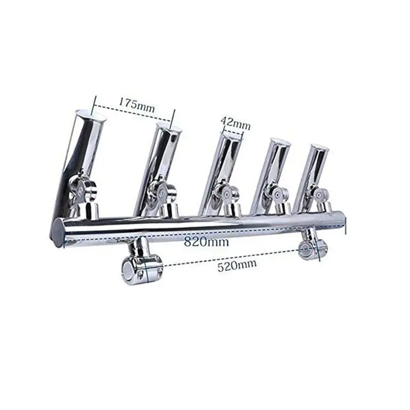 Soporte ajustable caña pescar tubo múltiple acero inoxidable pulido - imagen 3