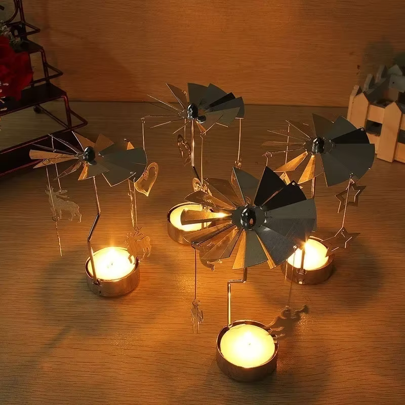 Candelabro navideño de metal con carrusel giratorio para la pesca - imagen 5