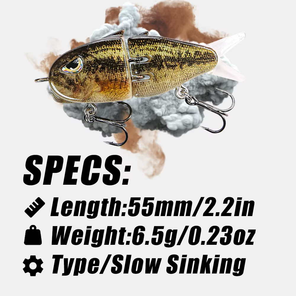 B & U Jerkbait 55mm Glide Bait hundimiento lento para lucio y trucha