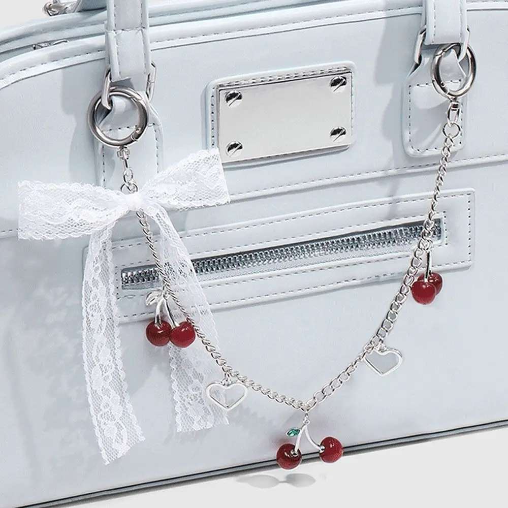 Colgante de lazo de encaje para bolso con cadena extensible DIY