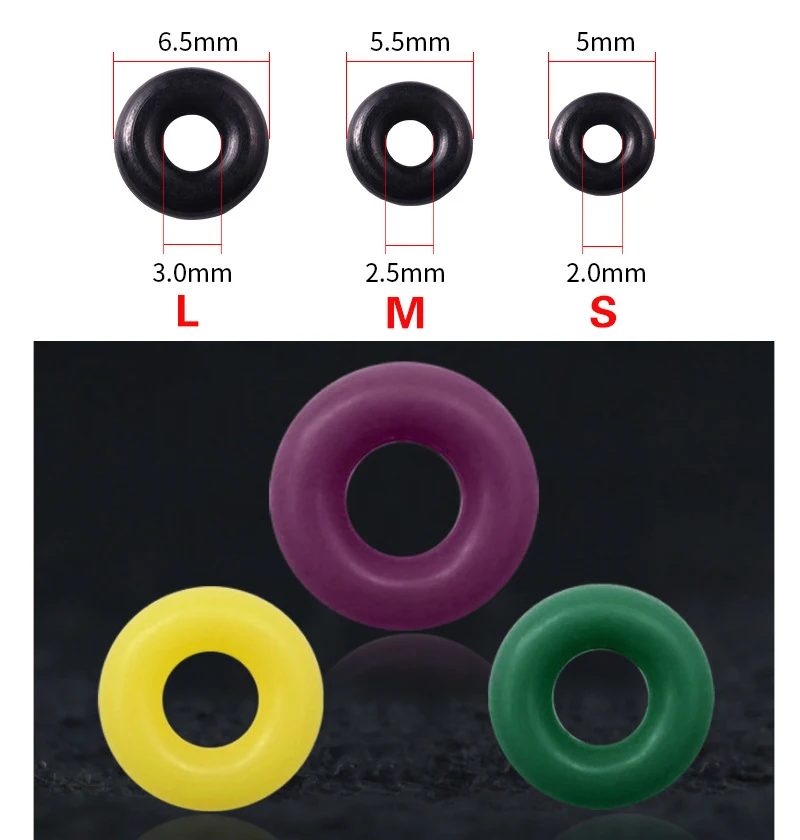 Variedad de anillos de goma para accesorios de pesca