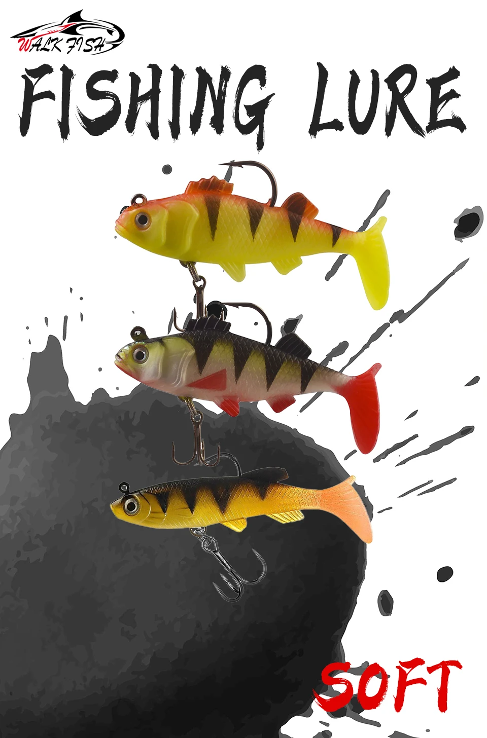 Señuelo WALK FISH blando con cabeza de jig y cola en T