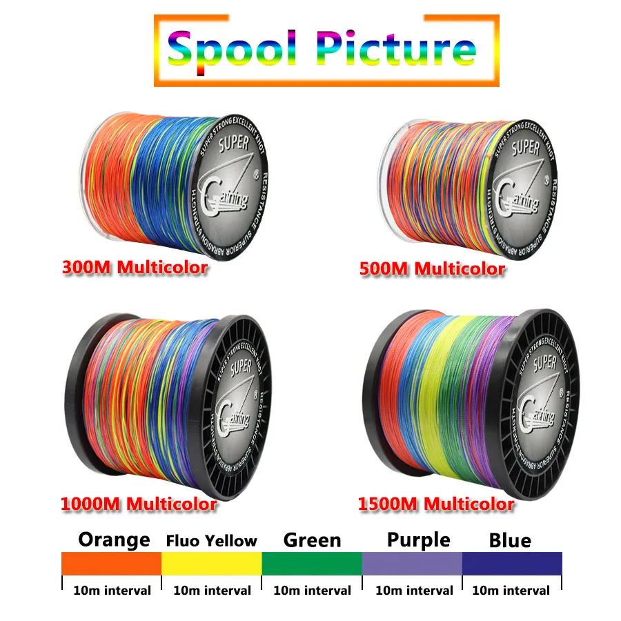 Línea Trenzada PE 9 Strand Multicolor para Spinning y Casting - imagen 5