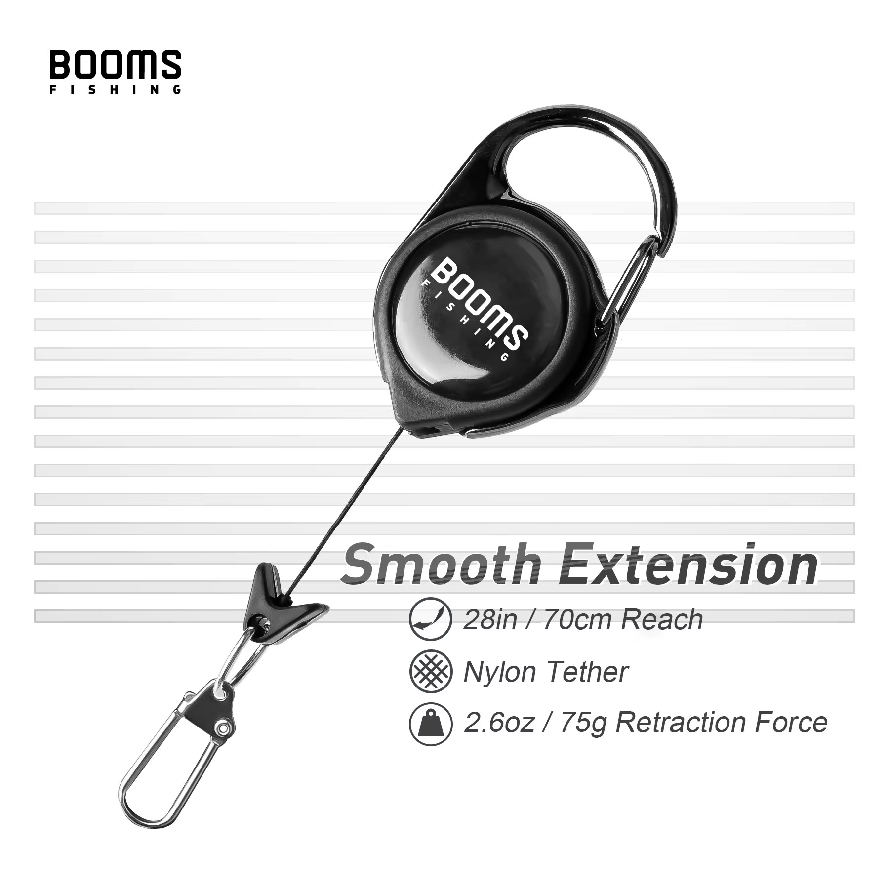 Llavero Retractor Booms Fishing – Antirrobo con resorte para accesorios de pesca - imagen 4